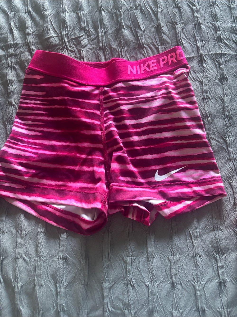Nike Hot Pink and Light Pink Striped Performance Shorts